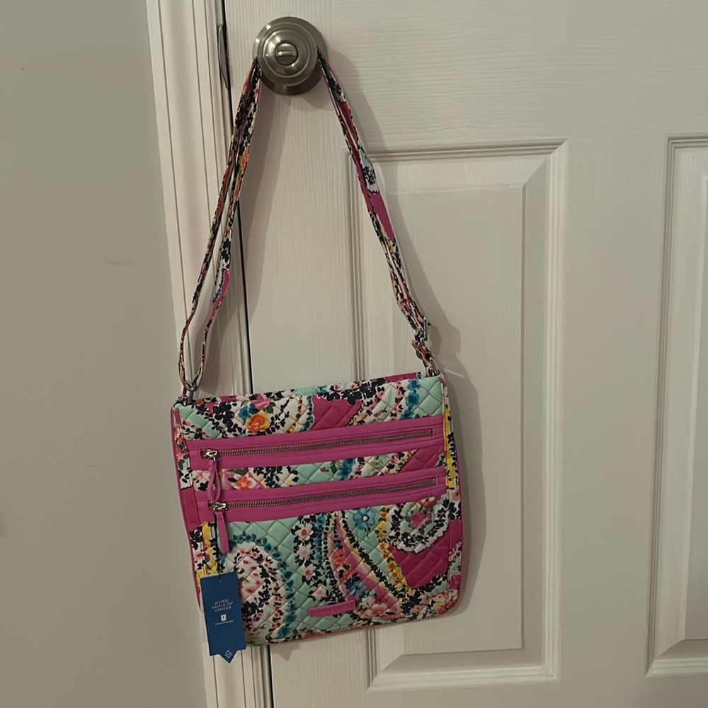 Vera Bradley iconic triple zip hipster bag with matching ID purse